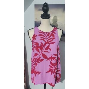Old Navy Pink Hawaiian Print FlowyTank Top Size Medium Travel Beachy Springbreak